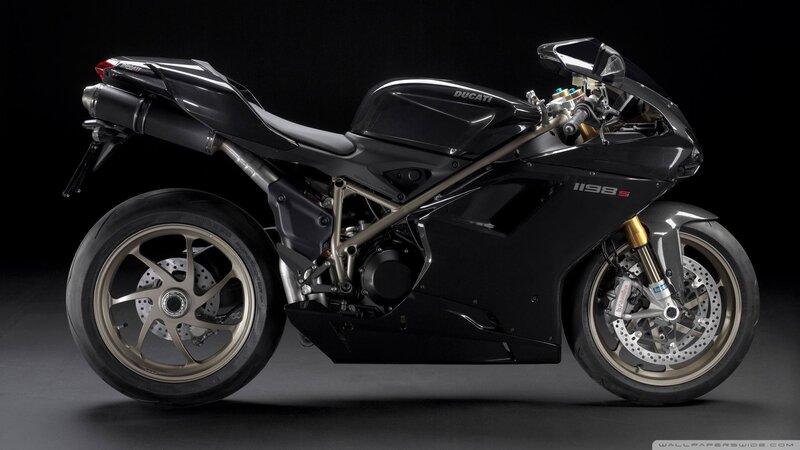 Black Ducati Motorcycle — Dramatic, Photograph, Exhaust, Wheels
