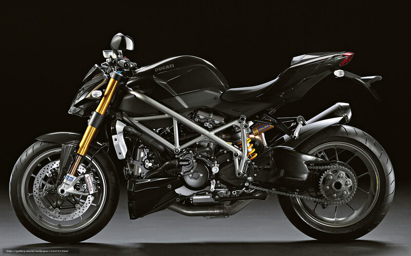 Black Ducati Motorcycle — Dramatic, Photograph, Gold Front Forks