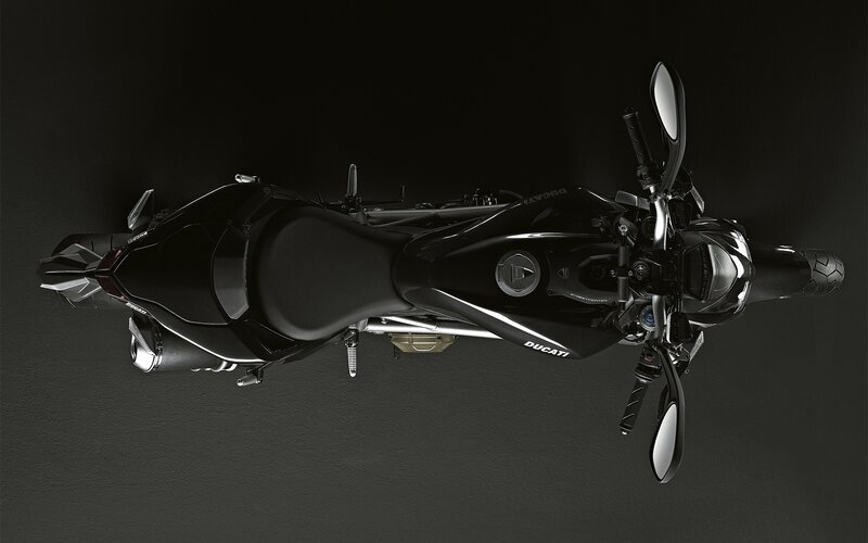 Black Ducati Motorcycle — Dramatic, Photograph, Seat, Handlebars