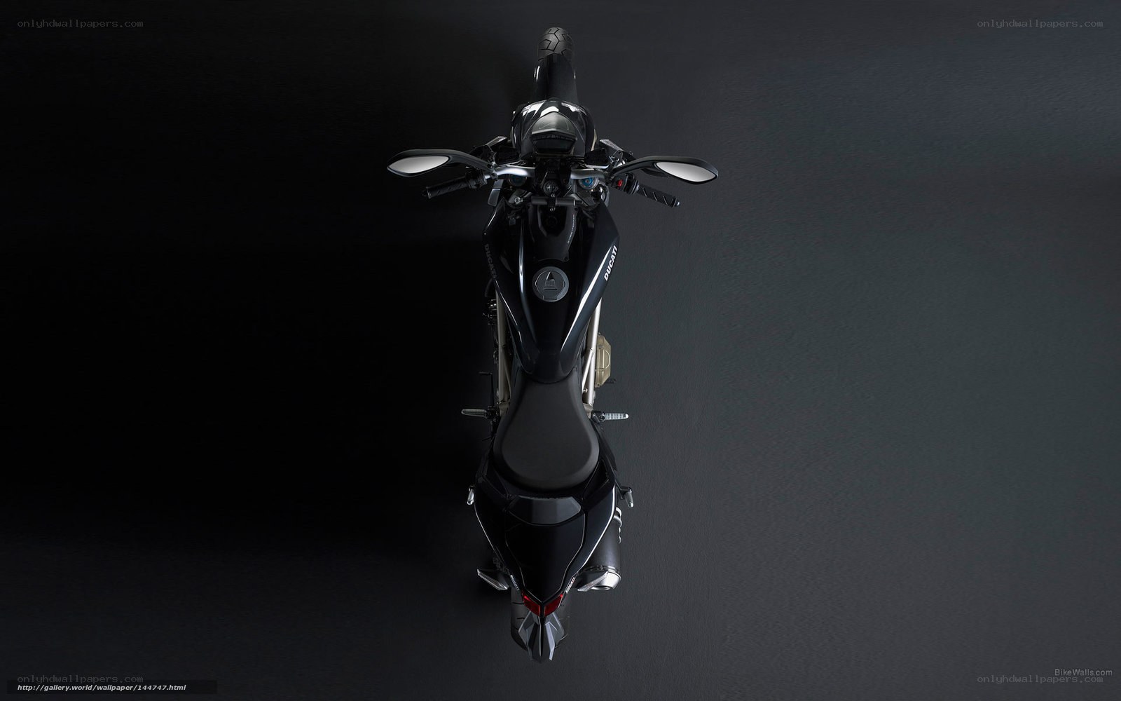 black ducati motorcycle top view