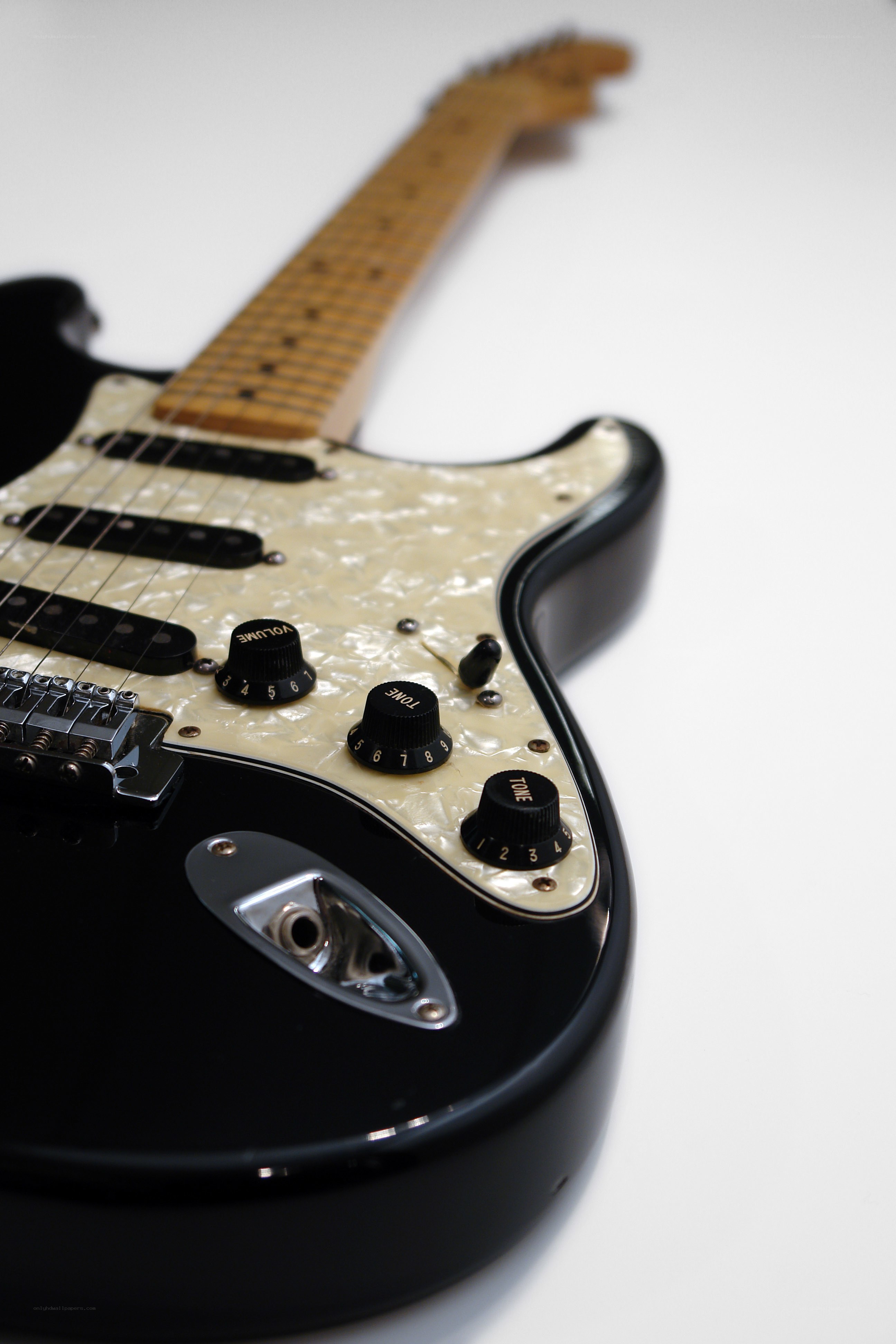 black electric guitar close-up