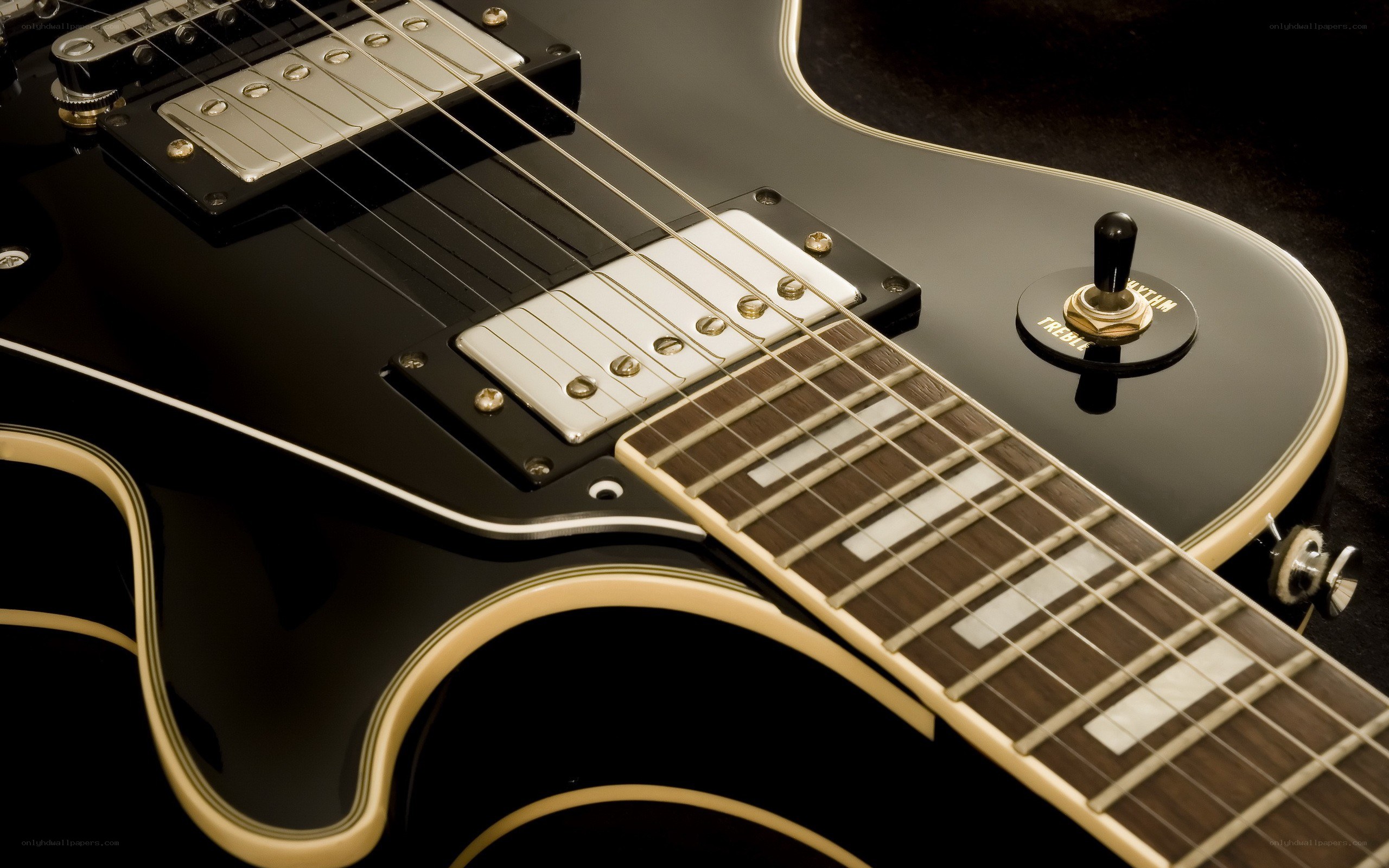 black electric guitar close-up