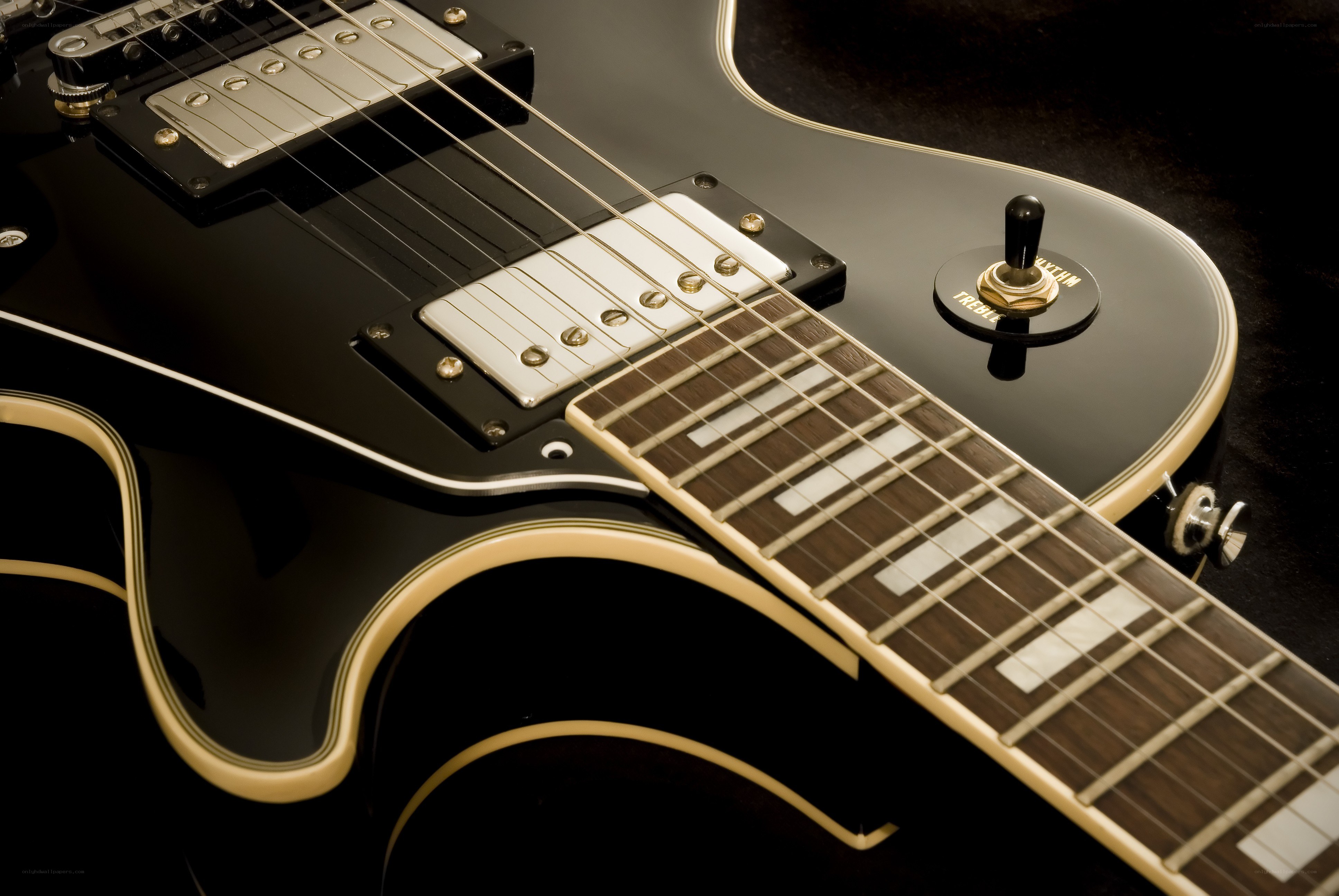 black electric guitar close-up