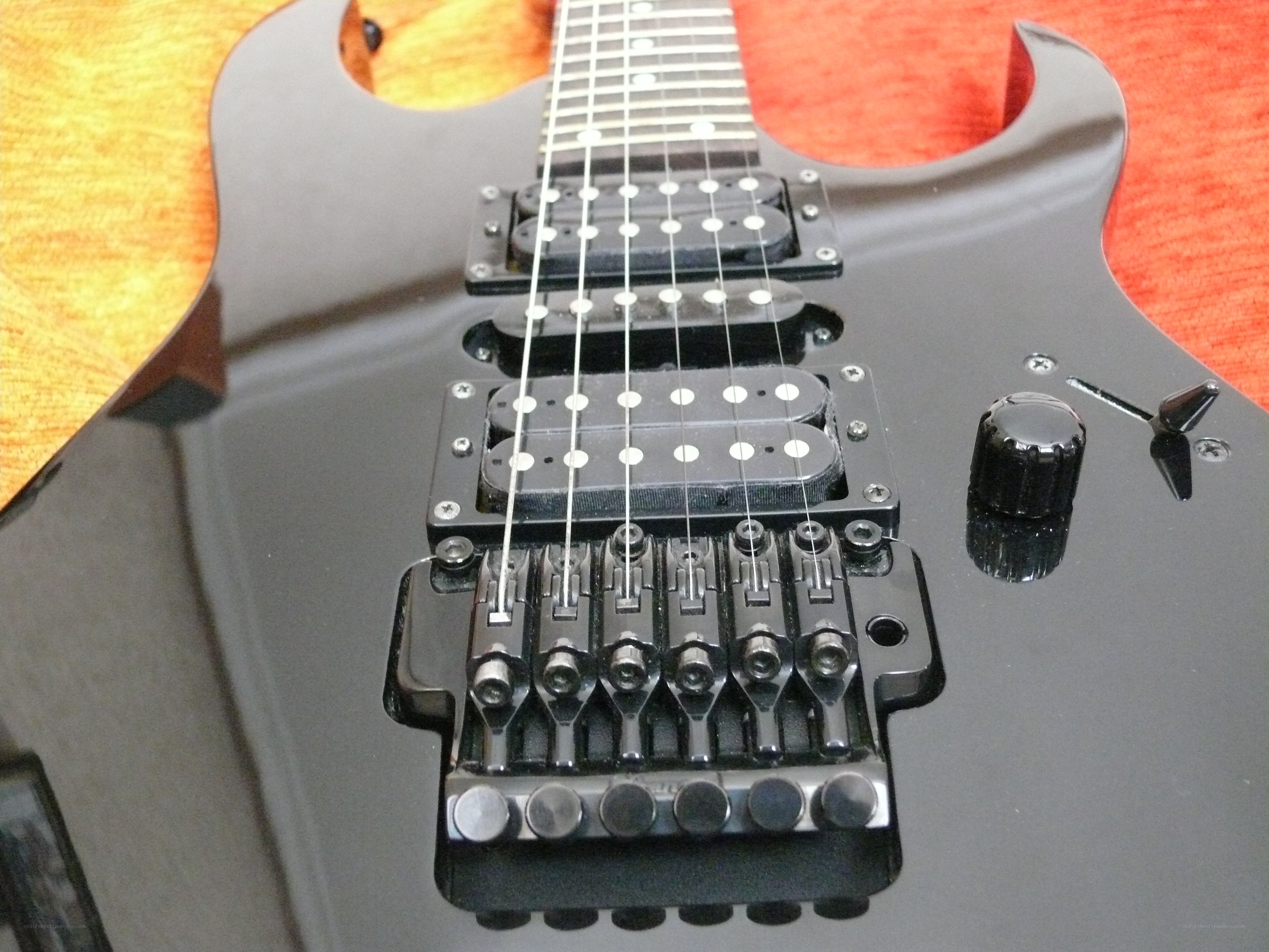 black electric guitar close-up