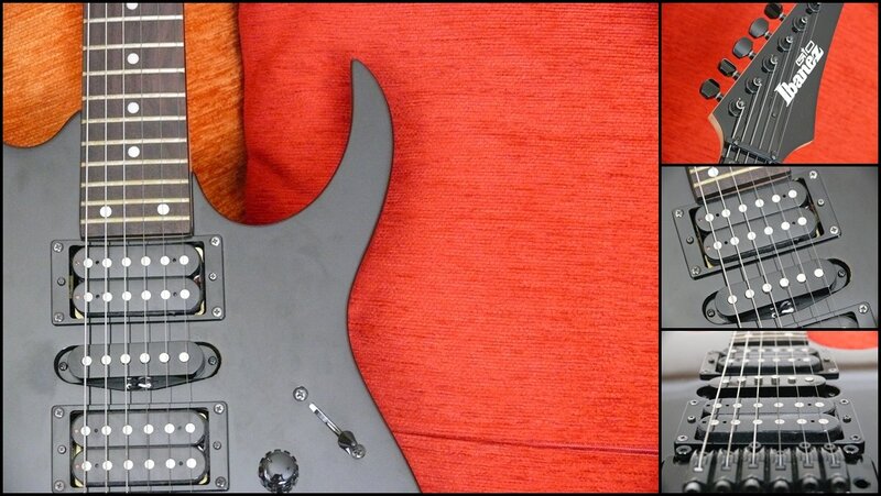 black electric guitar collage