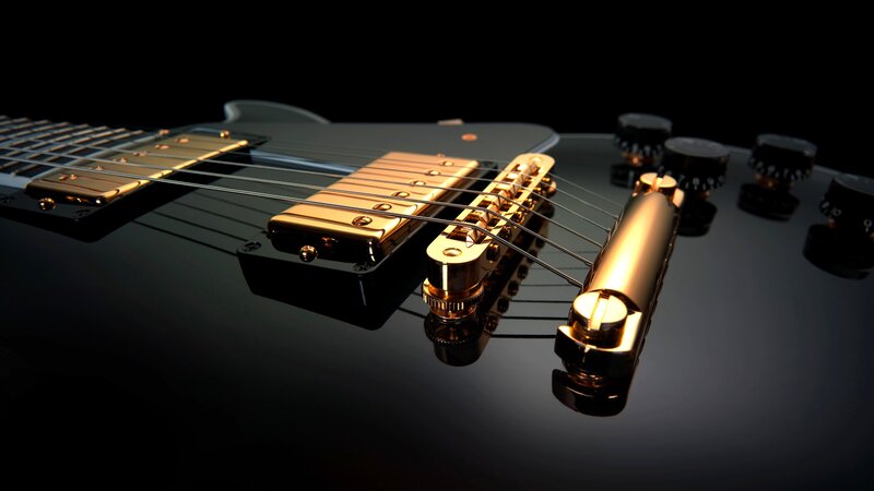 Black Electric Guitar — Dramatic, Photograph, Pickup