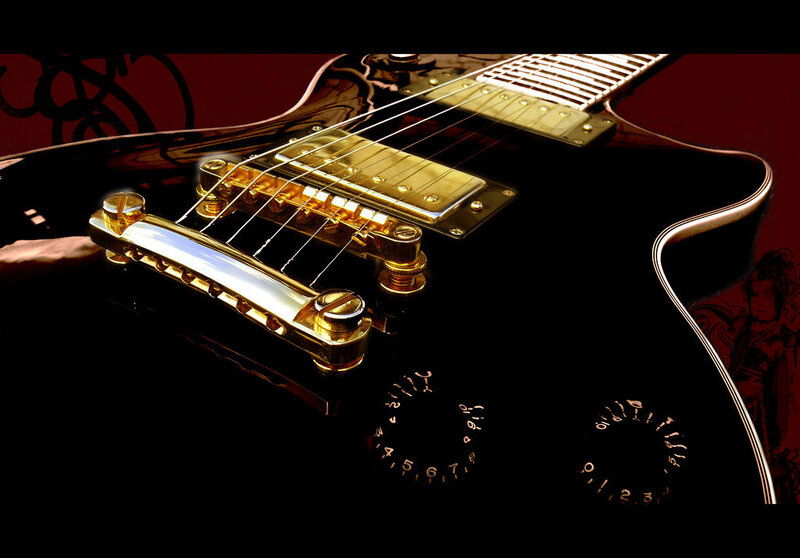 Black Electric Guitar — Dramatic, Photograph, Strings, Pickups, Knobs