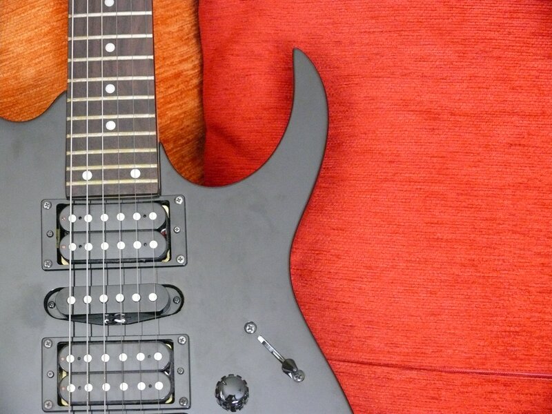 Black Electric Guitar — Gray, Neutral