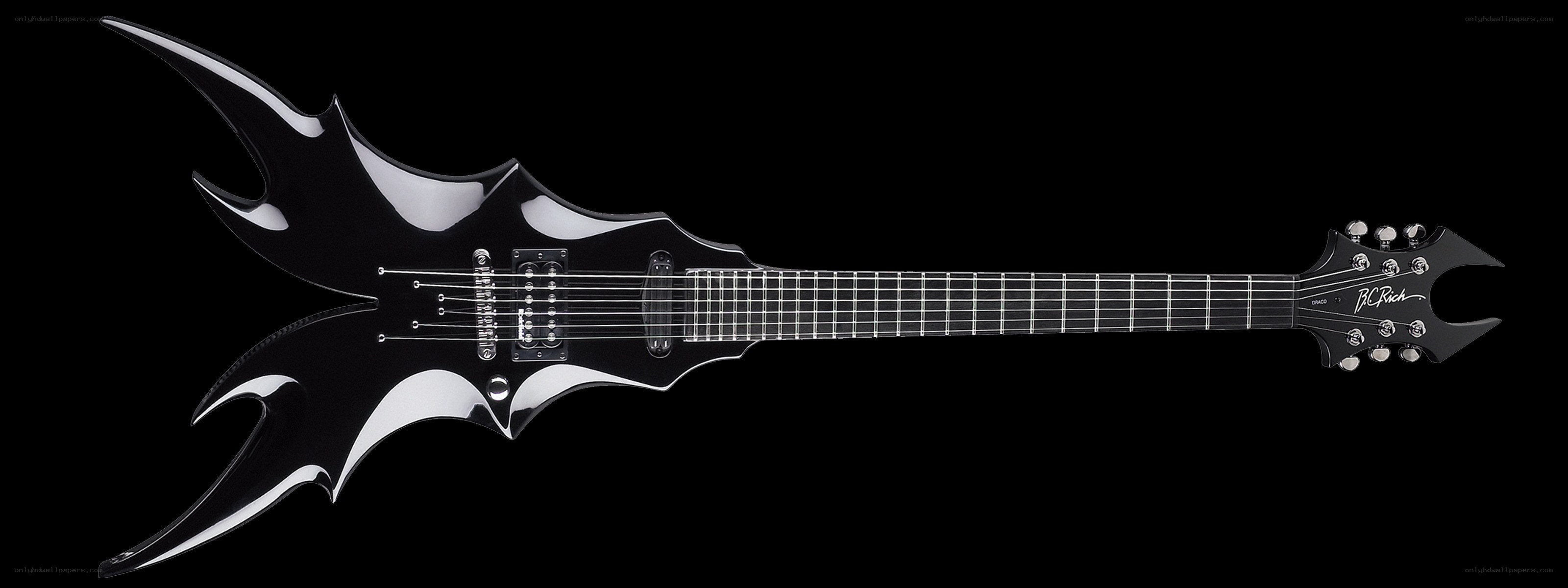 black electric guitar with flame design