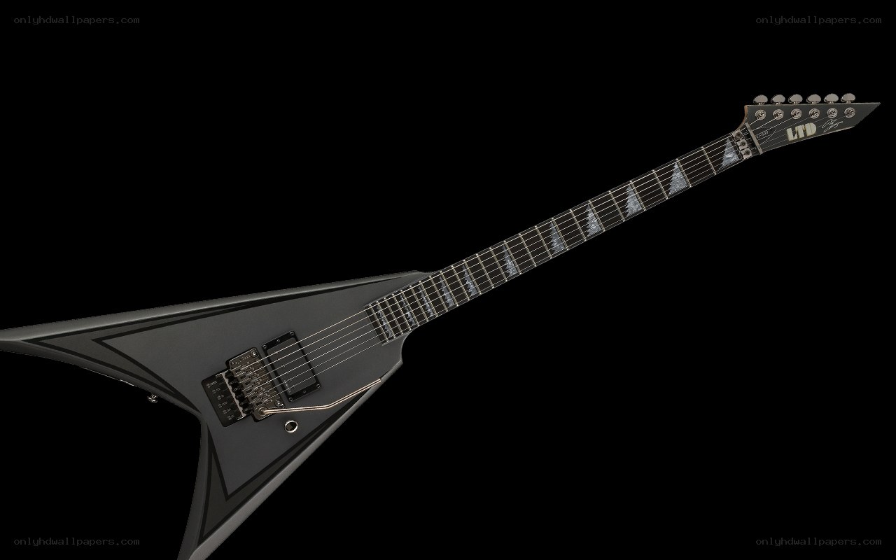 black electric guitar with sharp design