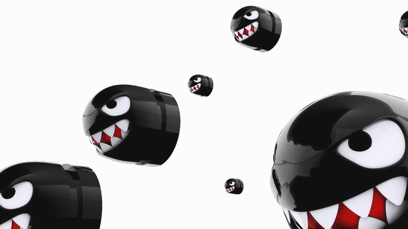 Black enemies with sharp teeth