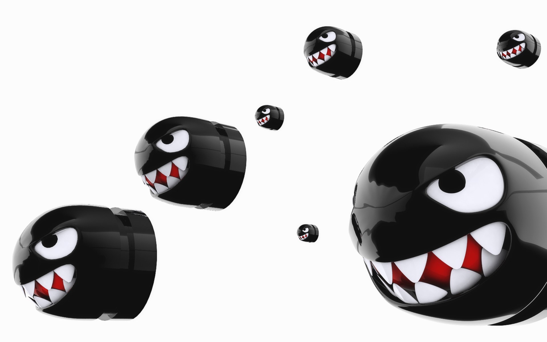 Black enemies with sharp teeth