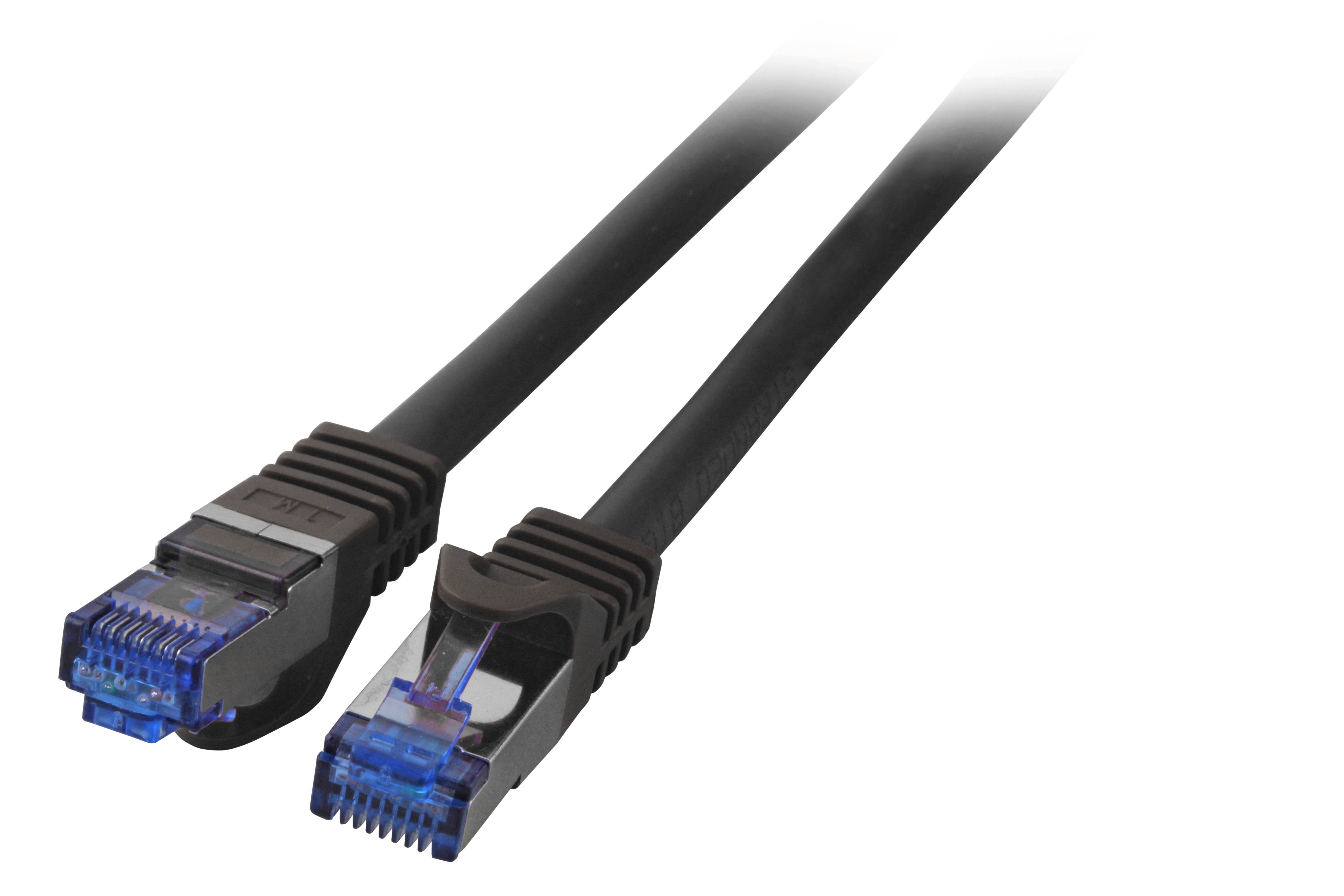 black ethernet cable with blue connectors