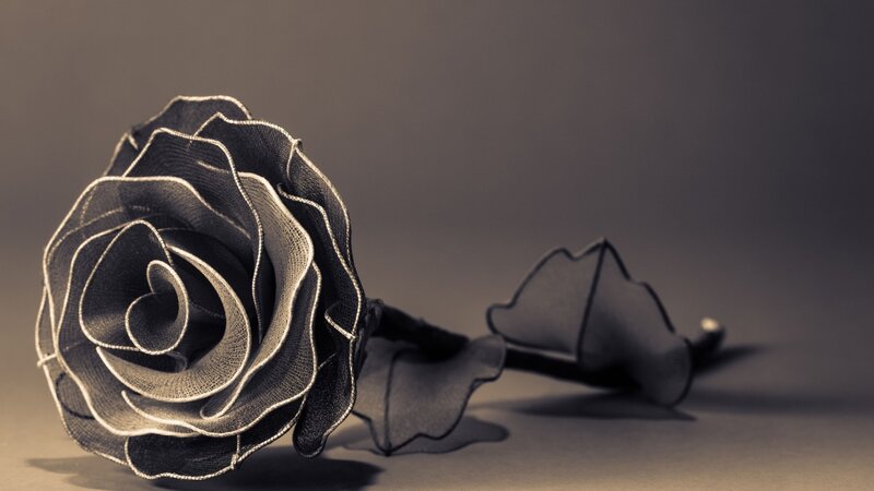 Black Fabric Rose — Gray