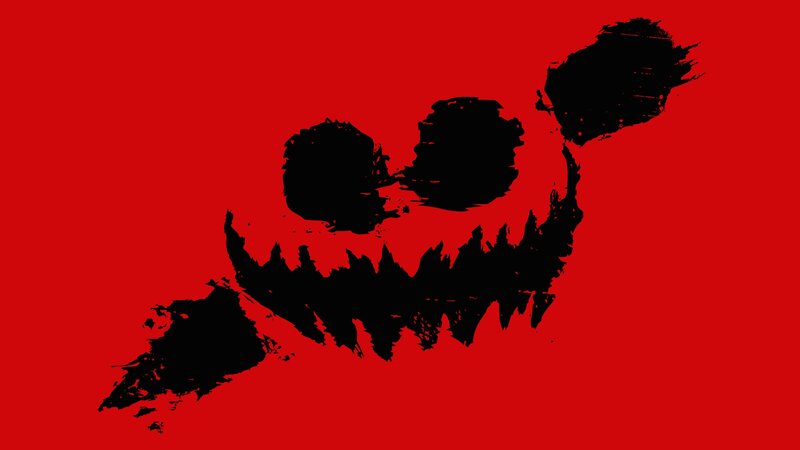Black Face on Red Background — Eerie