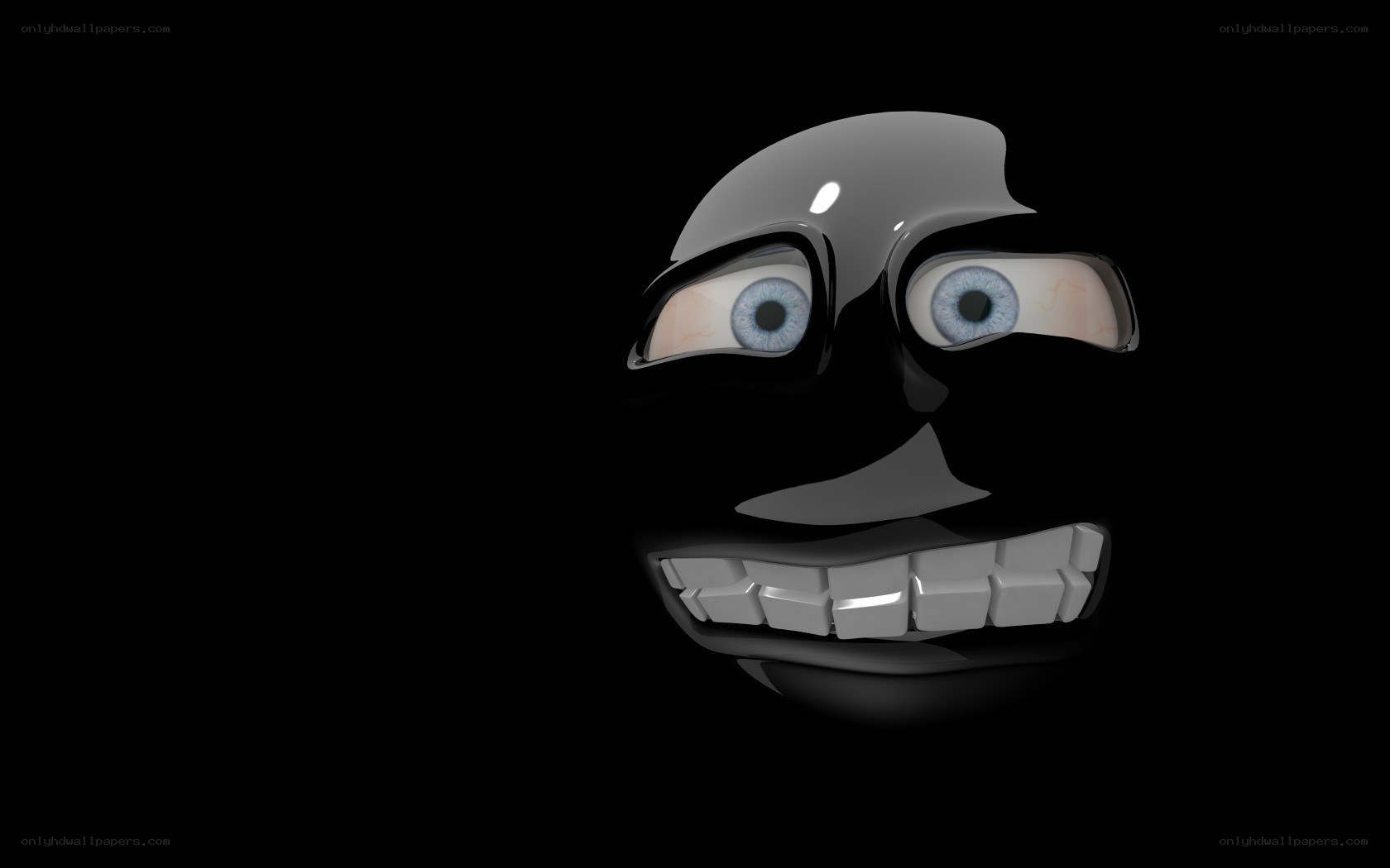 black face with blue eyes