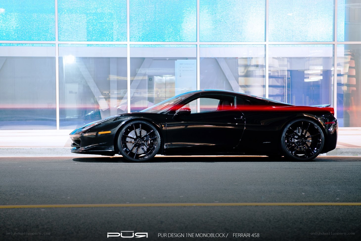 Black Ferrari 458 with custom wheels