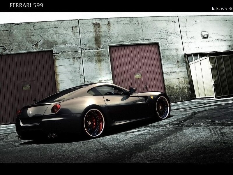 Black Ferrari 599 in garage