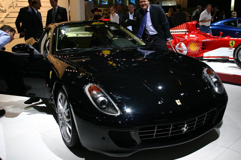 Black Ferrari at auto show