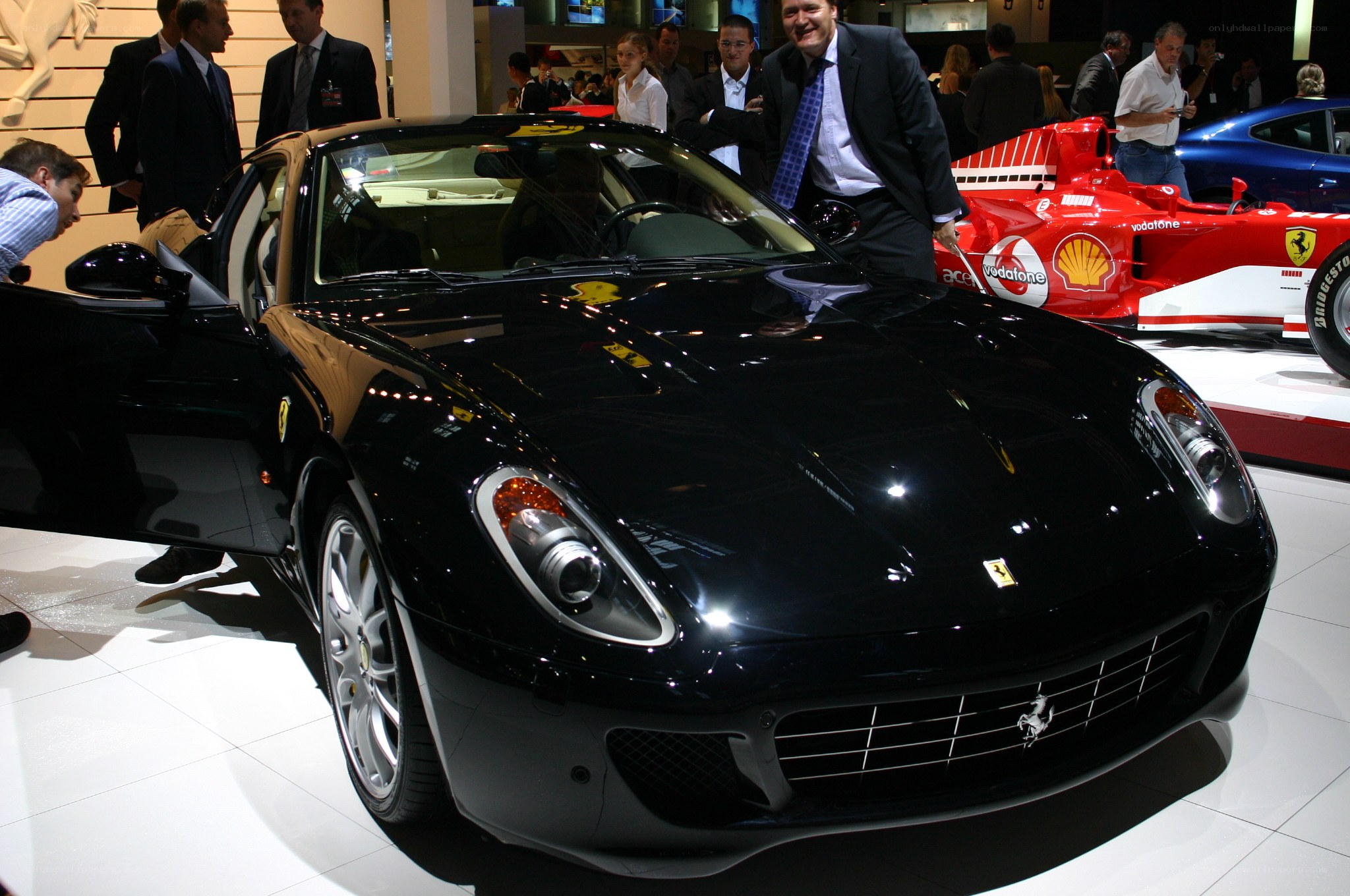 Black Ferrari at auto show