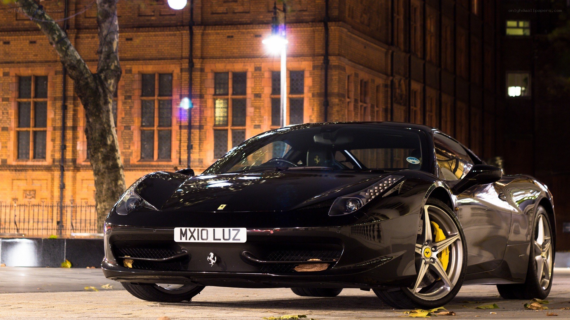Black Ferrari at night