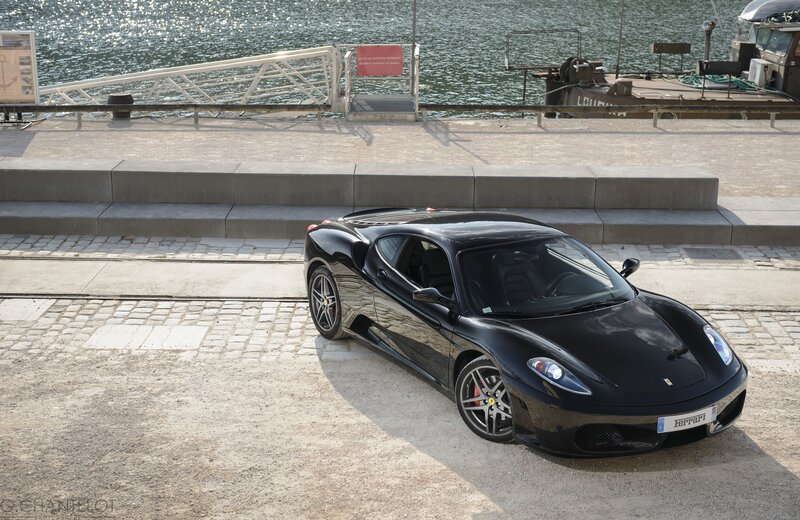 Black Ferrari at the dock