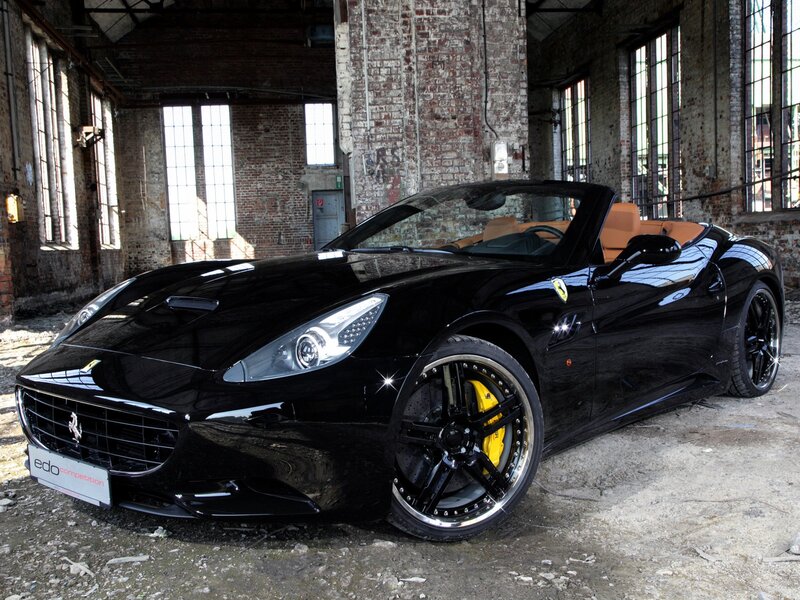 Black Ferrari California in warehouse