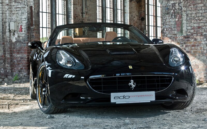 Black Ferrari California in warehouse