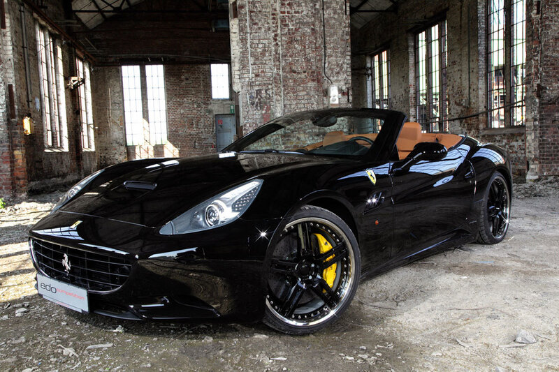 Black Ferrari California in warehouse