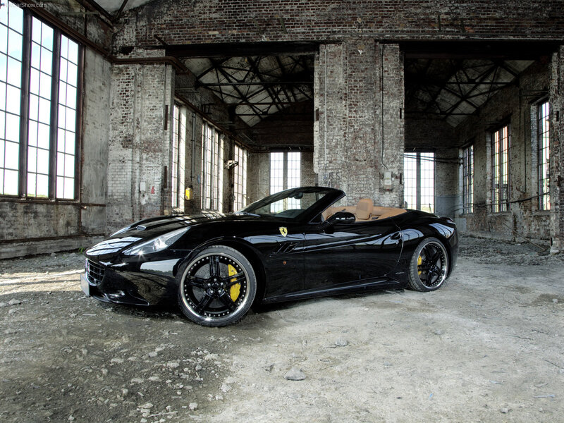 Black Ferrari California in warehouse