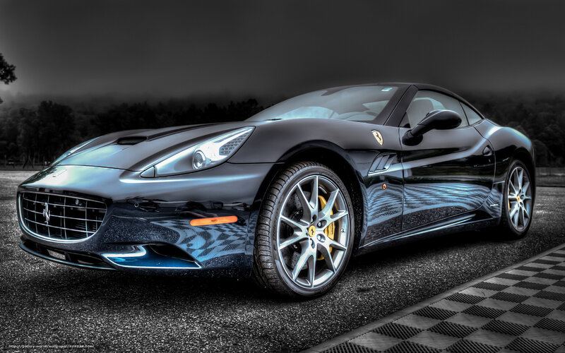 Black Ferrari Car — Dramatic, Night
