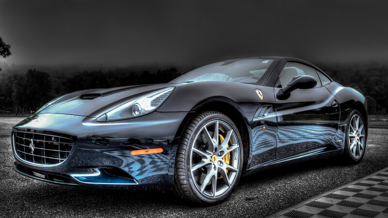 Black Ferrari Car — Dramatic, Photograph, Road