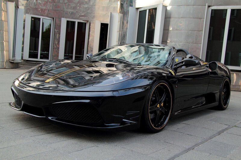 Black Ferrari Convertible — Calm, Afternoon, Photograph, Car, Building