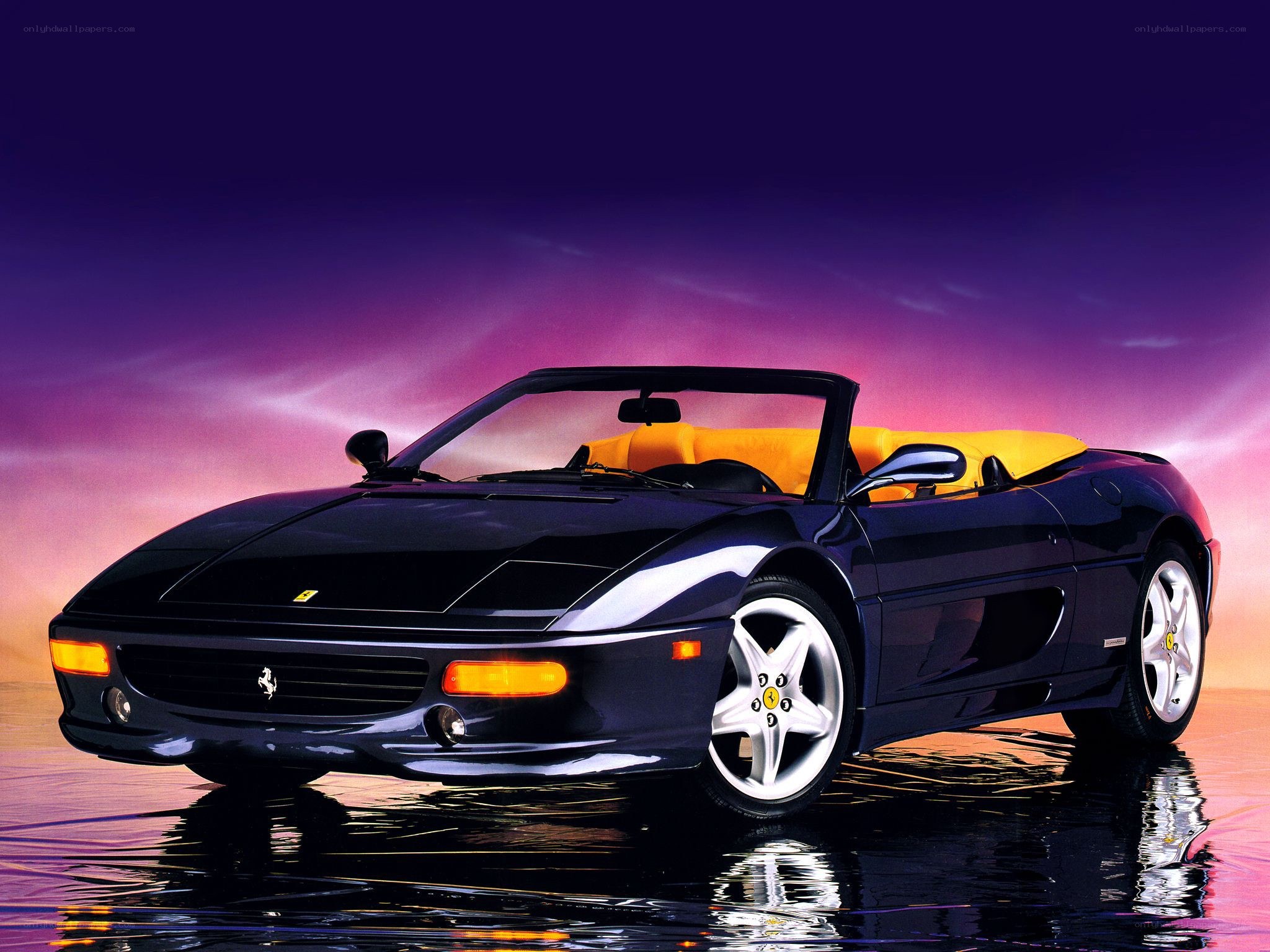 Black Ferrari convertible car