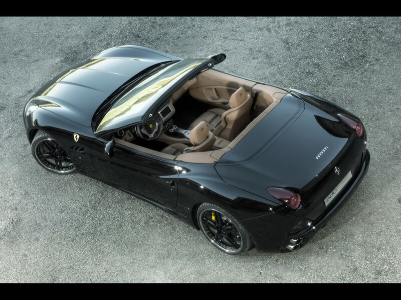 Black Ferrari Convertible — Dramatic, Photograph, Beige Interior