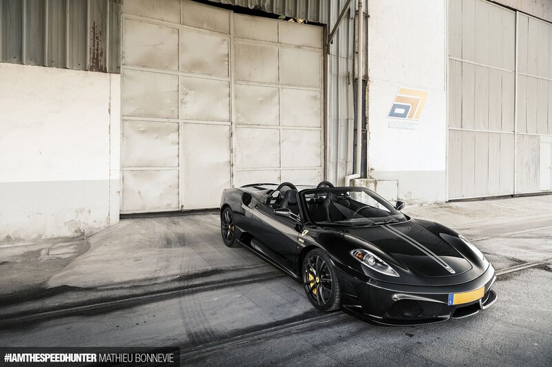 Black Ferrari Convertible — Dramatic, Photograph, Car, Garage