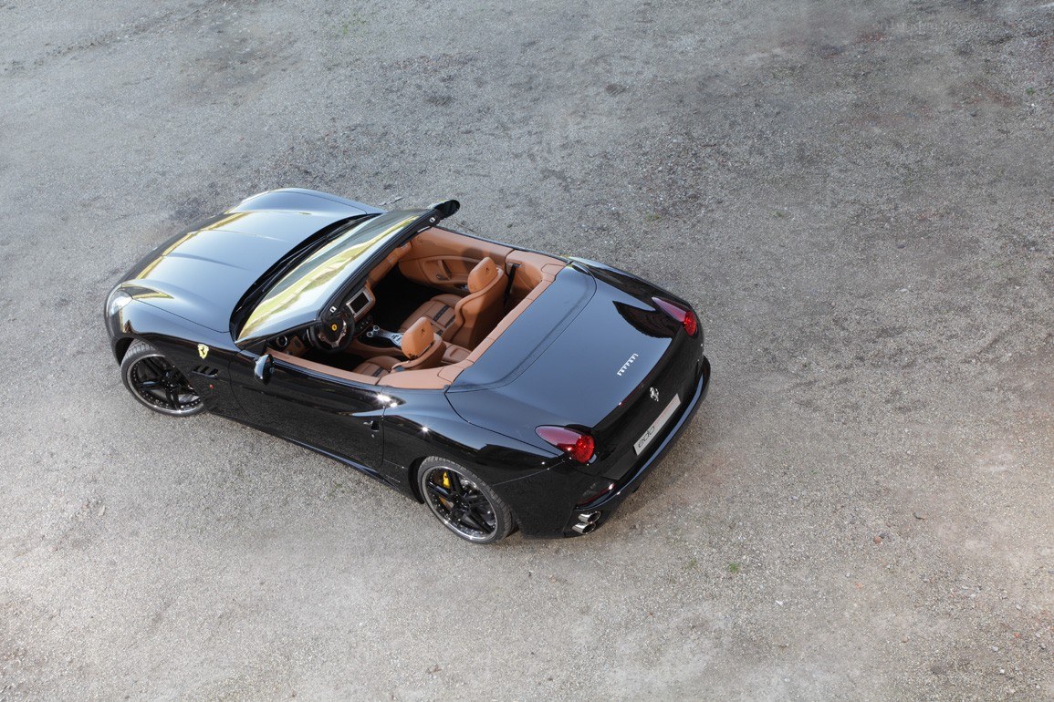 Black Ferrari convertible from above