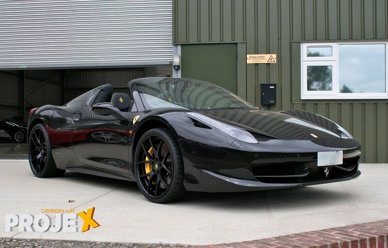 Black Ferrari Convertible — Neutral, Photograph, Car, Building