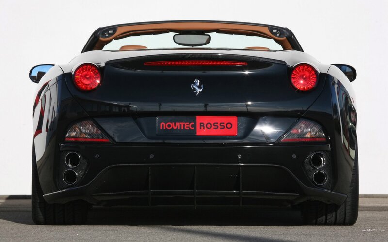 black ferrari convertible rear view