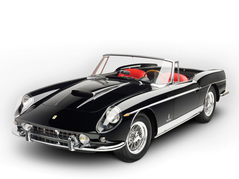 Black Ferrari convertible sports car
