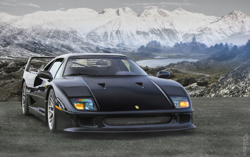 Black Ferrari F40 — Dramatic, Winter