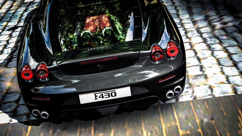 black ferrari f430 rear view