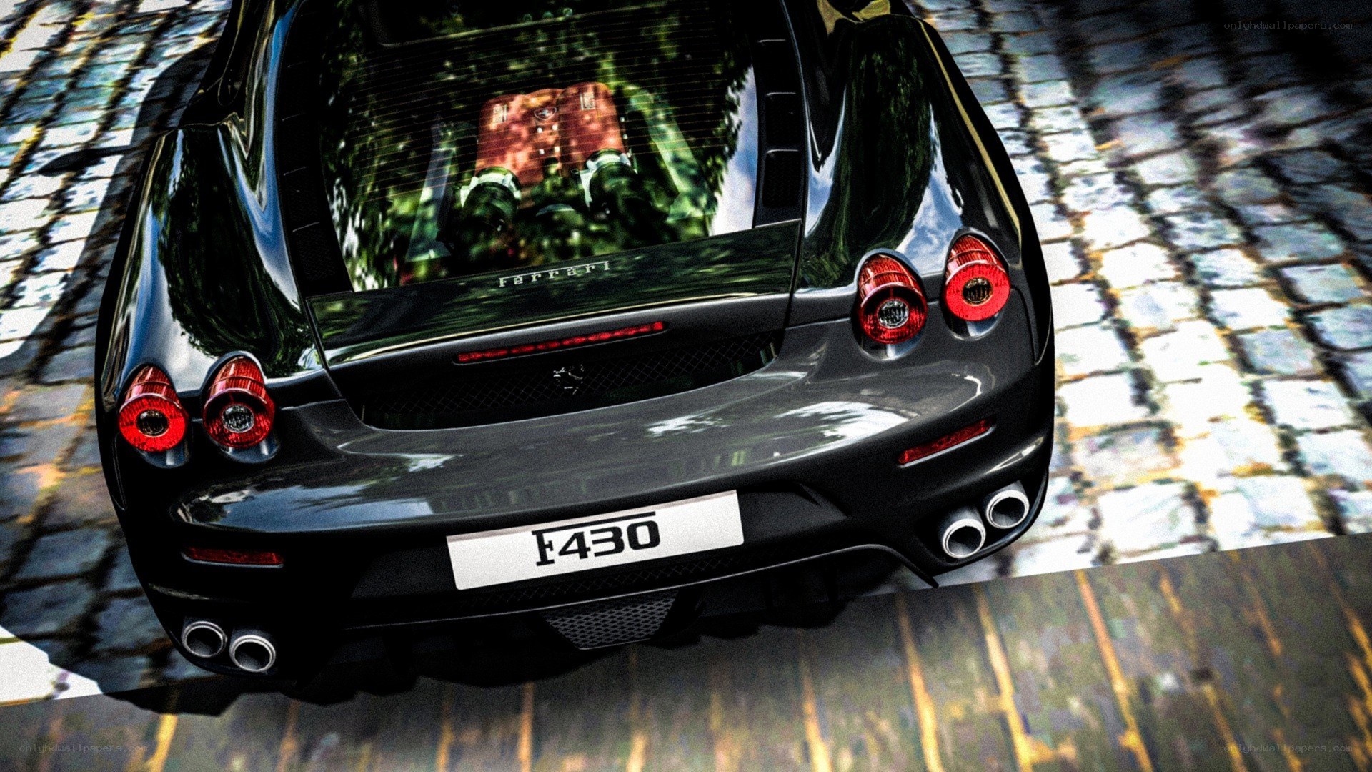 black ferrari f430 rear view
