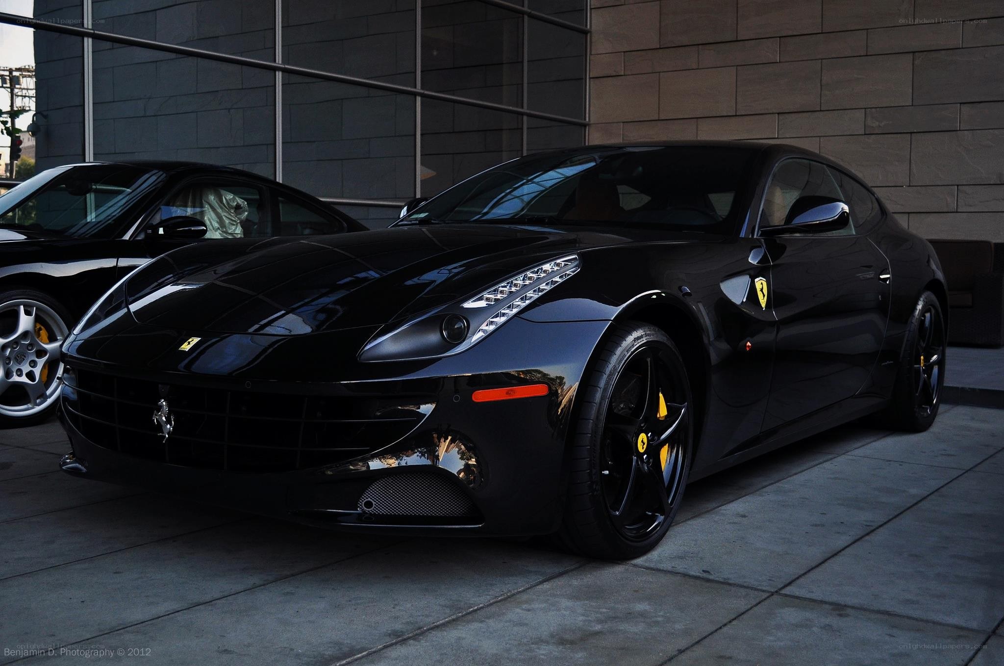 Black Ferrari FF parked outside
