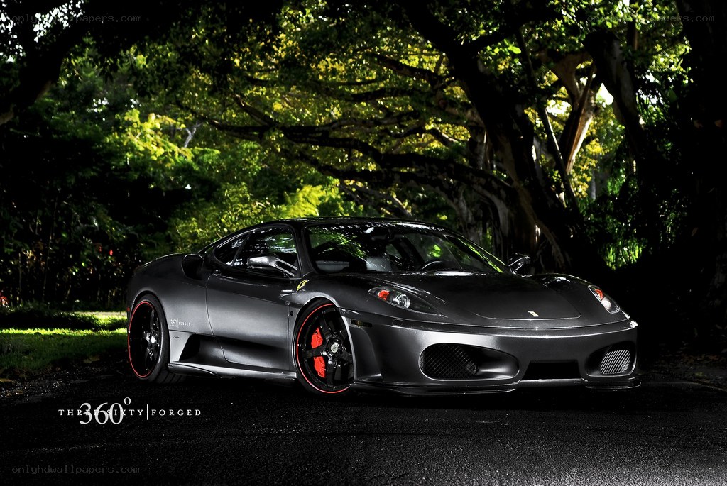 Black Ferrari in a forest