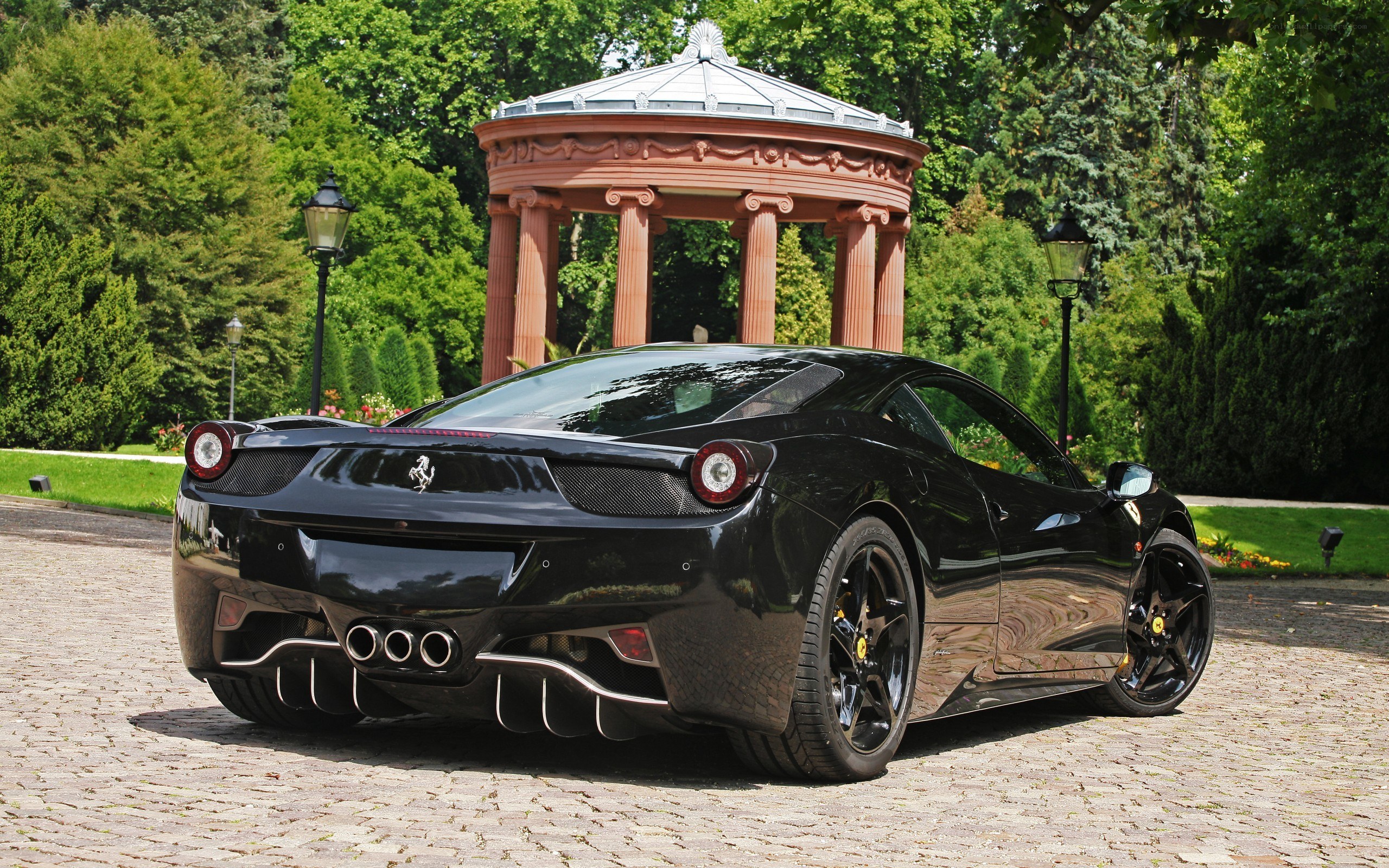 Black Ferrari in a park