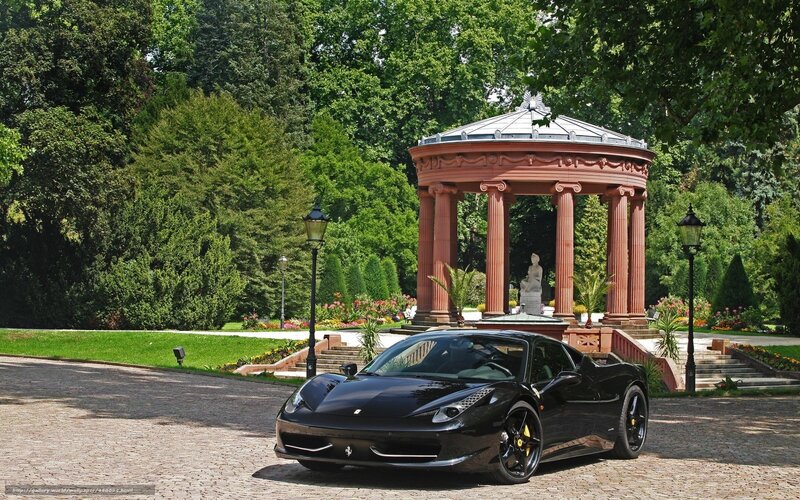 Black Ferrari in a park