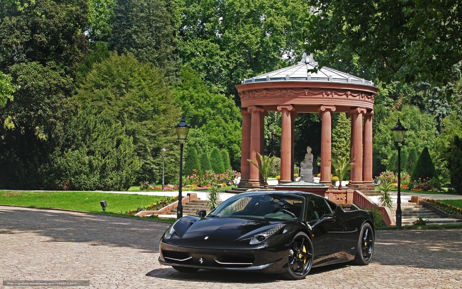 Black Ferrari in a park