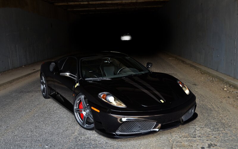 Black Ferrari in a tunnel