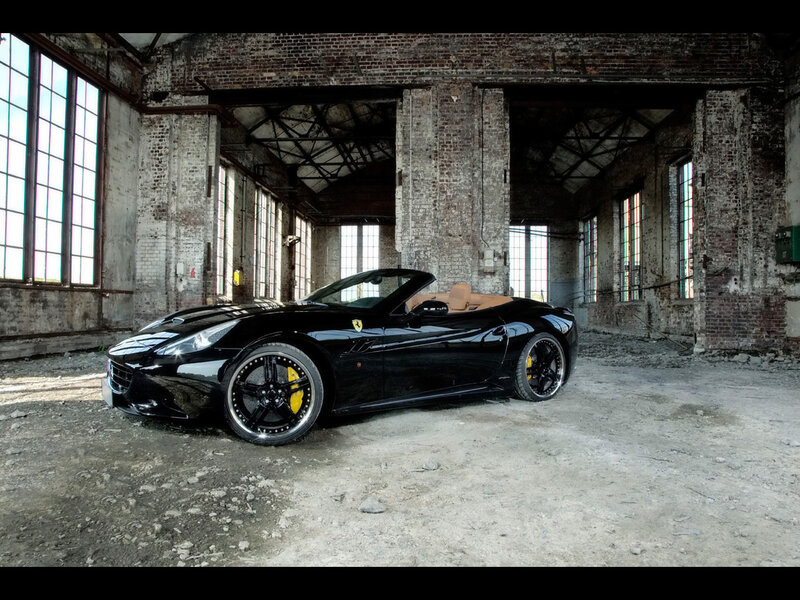Black Ferrari in an old warehouse